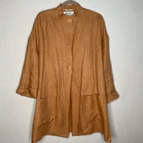 VTG Krizia Button Front Long Cardigan Jacket Women Size 42/XL Burned Linen Italy - Picture 1 of 12